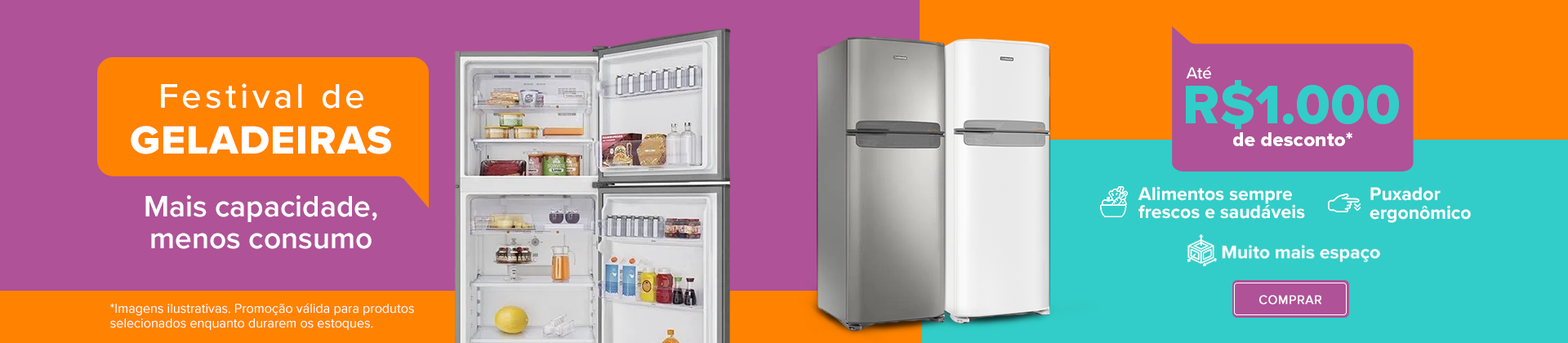 Refrigeradores com até R$1000 de desconto